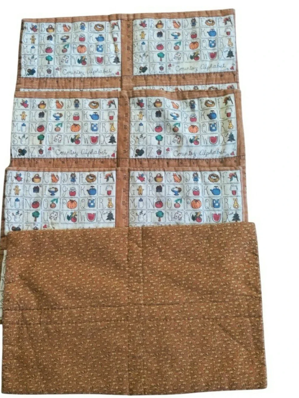 Cottagecore Handmade Country Alphabet Placemat Set Of 4 Teacher Ruler ABCs Cloth